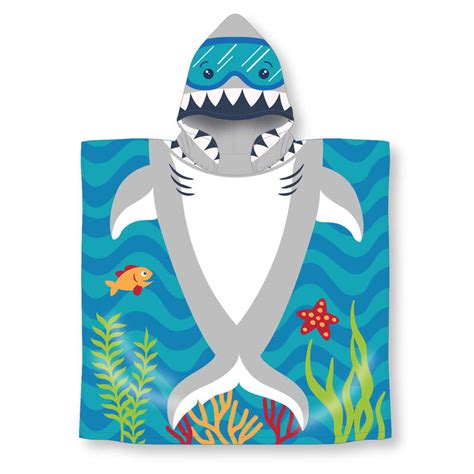 Kids Velour Hooded Towel - Snorkeling Sharks • Heirloom Linens • Canadian Bedding in Victoria BC