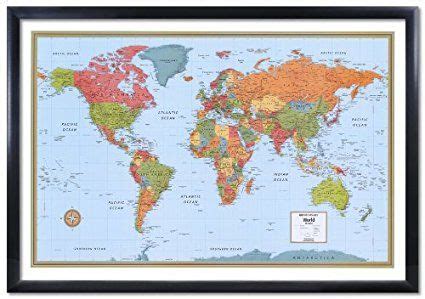 Rand McNally World Wall Map M-Series 32x50 Framed Edition | Framed world map, Push pin travel ...