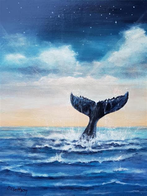 Beautiful Original Whale Tail Painting a Magical Acrylic | Etsy