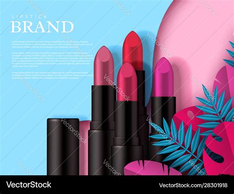 Lipstick makeup ad cosmetics beauty product Vector Image