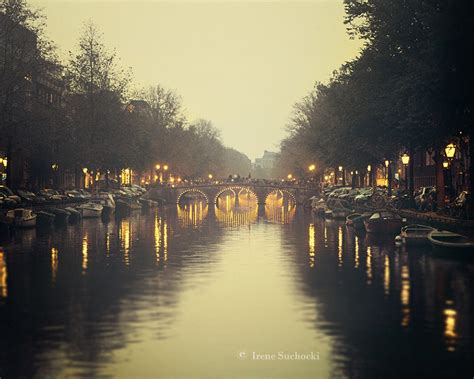 Amsterdam Canal at Night The Netherlands Europe Travel | Etsy