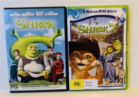 SHREK 1 + 2 Bundle DVD - First Second Mike Myers Eddie Murphy Region 4 ...