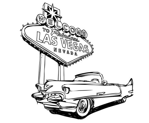 Las Vegas Sign Drawing Sketch Coloring Page