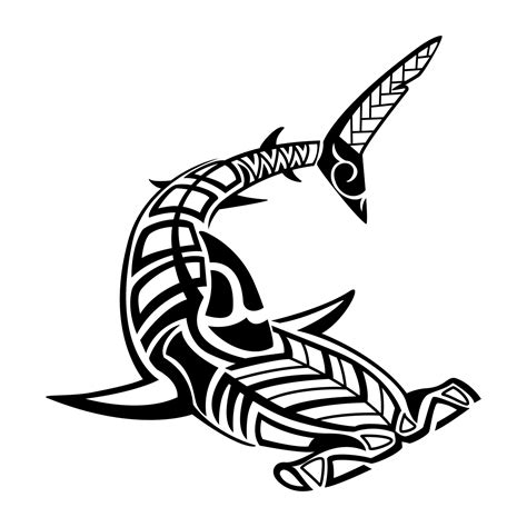 Hammerhead shark tribal tattoo 6555476 Vector Art at Vecteezy