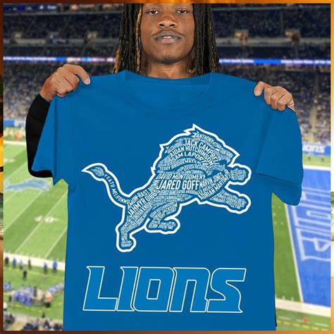 detroit lions logo name player logo shirt - teejeep