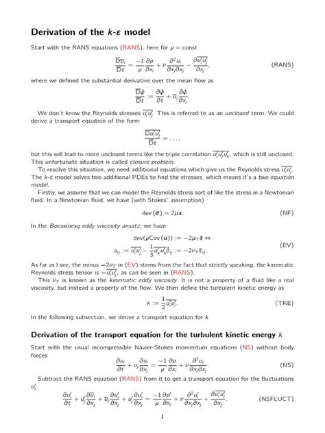 Derivation of The K Epsilon Model | Viscosity | Turbulence