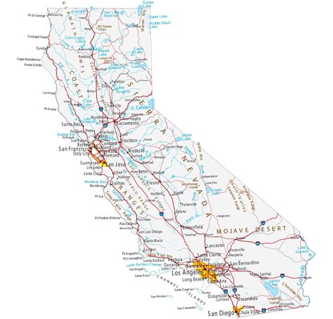 Map of California - Cities and Highways - GIS Geography