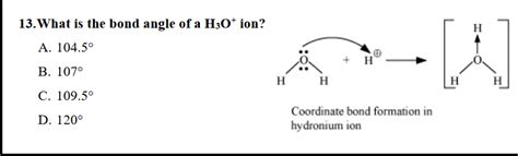 What is the bond angle of Hydronium Ion? (See Pic) : r/chemhelp