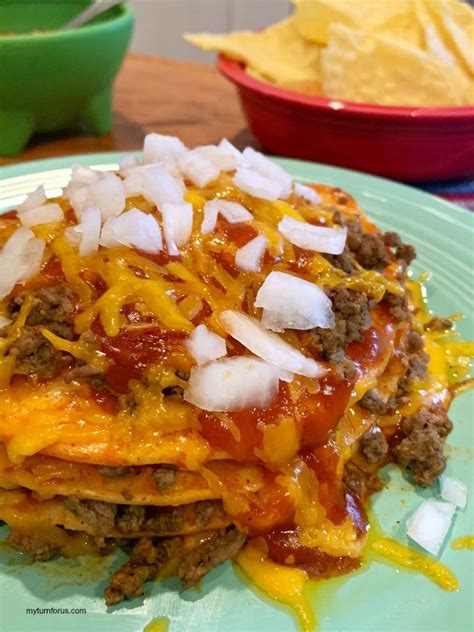 Red Stacked enchiladas Chihuahua style - My Turn for Us | Mexican food ...