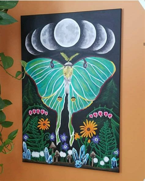 Painting, Luna Moth Art, Luna Moth, Artwork, Fairy Art, Fairy Decor ...