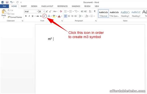 How to Write m3 (cubic meter) symbol in Word? - Computers, Tricks, Tips 31002