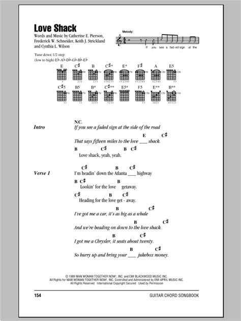 Love Shack by The B-52s Sheet Music for Guitar Chords/Lyrics at Sheet Music Direct