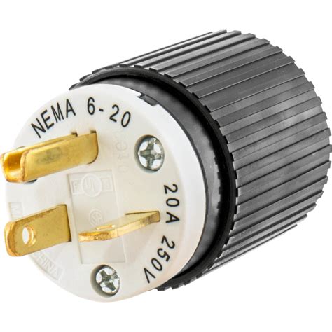 20 Amp 250V NEMA 6-20 Single-Phase Straight Blade Plug - Grizzly Industrial