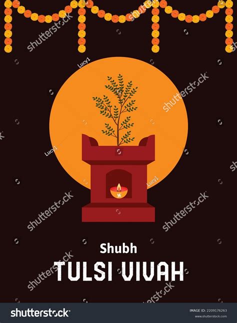 Tulsi Vivah Tulsi Puja Indian Festival Stock Vector (Royalty Free ...