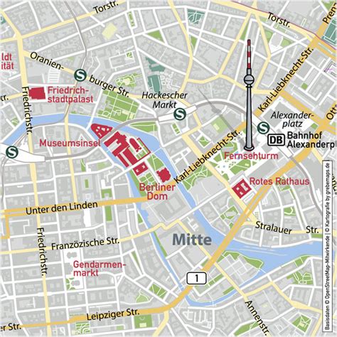 Berlin-Mitte Stadtplan Vektorkarte - grebemaps Kartographie