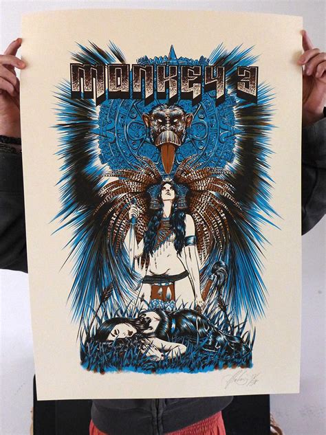 Monkey 3 Poster tour 2014 Silkscreen 50x70cm on Ivory paper 250gr, 3 colours signed and numbered ...