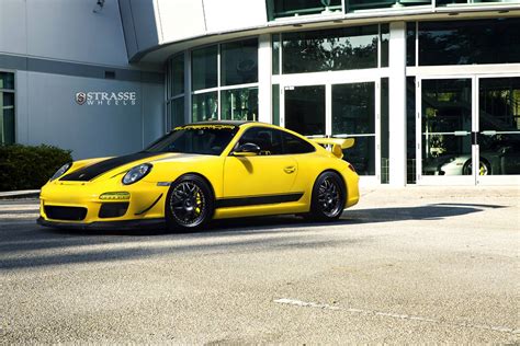 Speed Yellow Porsche 911 GT3 With Satin Black Strasse Wheels - GTspirit