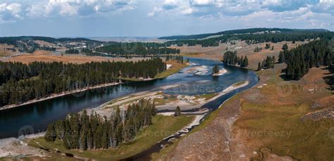 Aerial view of the Yellowstone National Park forests. 16724101 Stock Photo at Vecteezy