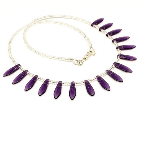 Czech crystal dagger necklace, Amethyst - Twinkly Bits