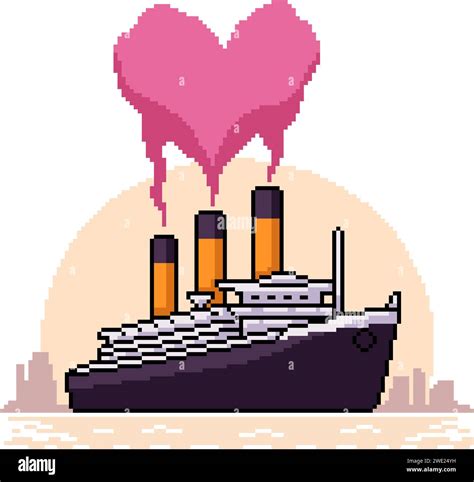 pixel art of romantic cruise ship Stock Vector Image & Art - Alamy