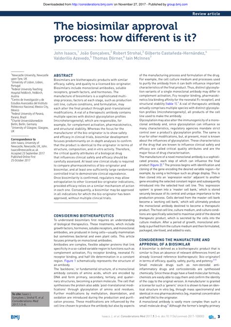 (PDF) The biosimilar approval process: how different is it?