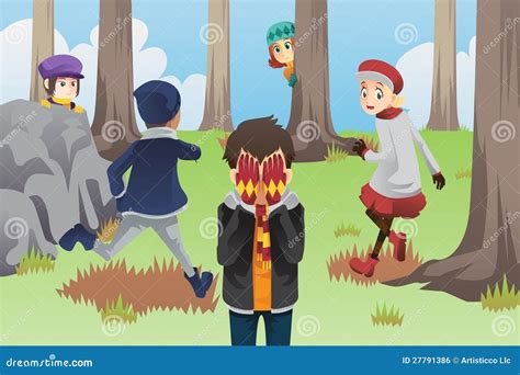 Kids playing hide and seek stock vector. Image of playful - 27791386