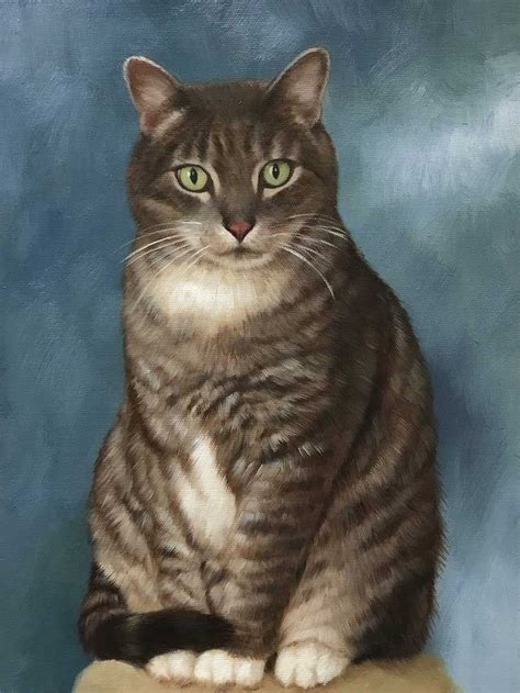 A beautiful acrylic painting of a gray cat | Cat portraits, Cat painting, Pet portraits