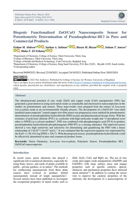 (PDF) Biogenic Functionalized ZnO/CuO Nanocomposite Sensor for ...