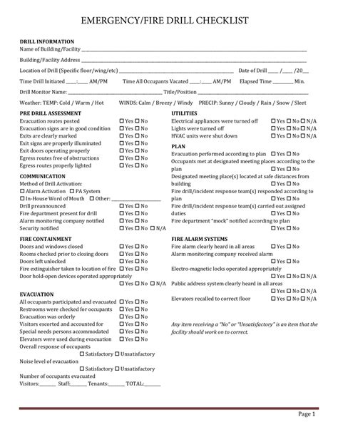 Nevada Emergency/Fire Drill Checklist - Fill Out, Sign Online and ...