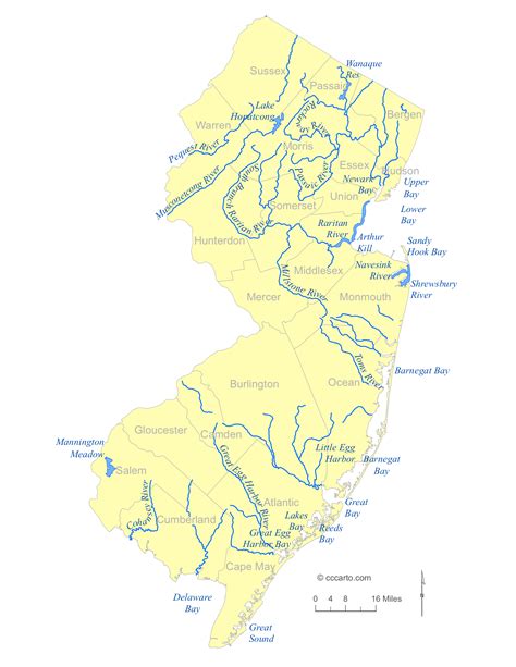 New Jersey Rivers Map