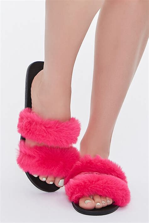 Faux Fur Dual-Strap Sandals