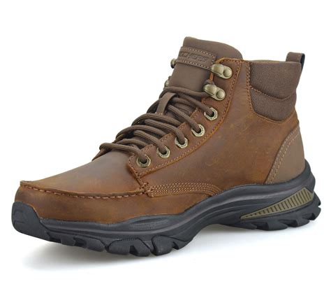 Mens Skechers Leather Wide Fit Memory Foam Casual Walking Ankle Boots ...