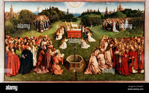 The Ghent Altarpiece. Adoration of the Mystic Lamb. Museum: Saint Bavo ...