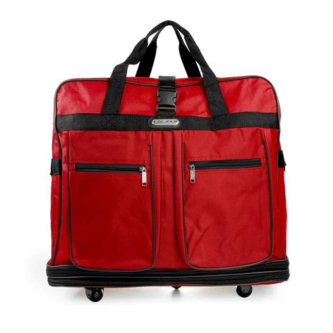 30 Inch Dark Red Multi Tiered Collapsible Expandable Wheeled Travel Cargo Duffle Bag with ...