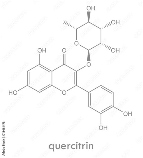 Quercitrin structure. Molecule of glycoside of quercetin (flavonoid) and rhamnose. Stock Vector ...