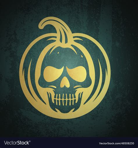 A halloween pumpkin with scary skull design Vector Image