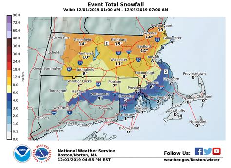 8 maps predicting snowfall in Mass. through Tuesday