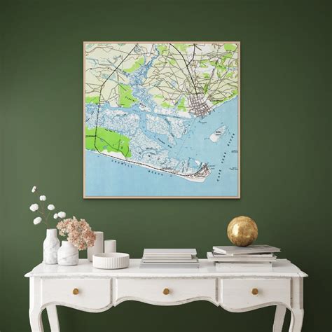 Caswell Beach North Carolina Vintage Map, Unframed Caswell Beach NC Map ...