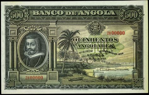 Angola 500 Angolares banknote 1927 Salvador Correia de Sá e Benevides ...