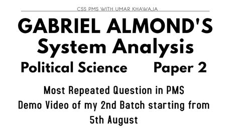 CSS/PMS| Gabriel Almond's Political System| Political Science B| Most repeated question in PMS ...