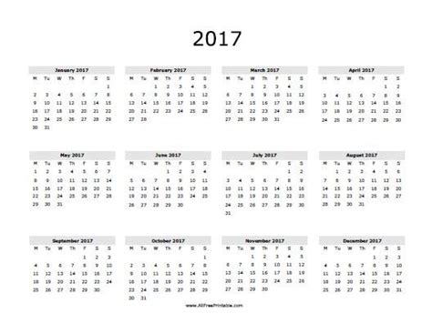 2017 Calendar – Free Printable