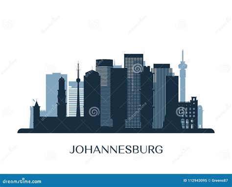 Johannesburg Skyline, Monochrome Silhouette. Stock Vector ...