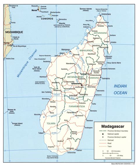 Large political and administrative map of Madagascar with roads ...