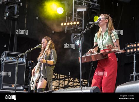 The Norwegian band Katzenjammer performs a live concert at Swiss music festival Gurtenfestival ...