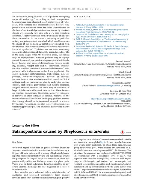 (PDF) Balanoposthitis caused by Streptococcus mitis/oralis