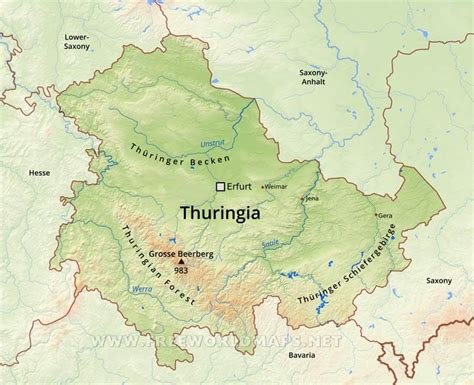 Thuringia Physical Map