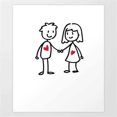 Couple in love gift cute stick figures Art Print by benabten | Society6