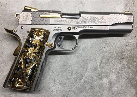 Custom Grips w/24 carat gold plating for S&W 1911 - American Golden Gun