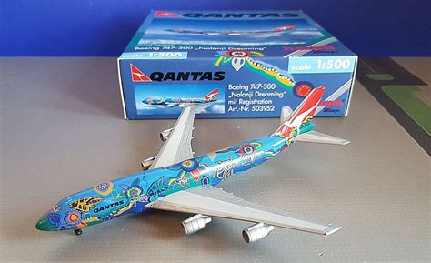 Herpa Wings 1:500 Boeing 747-300 Qantas Nalanji VH-EBU Ref: 503952 | Boeing 747, Boeing, Wings