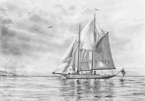 Sailing Boat Pencil Drawing